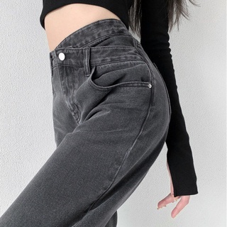 Retro cintura alta ancho de pierna jeans mujer otoño 2021 nuevo suelto y delgado recto pantalones drapeados pantalones