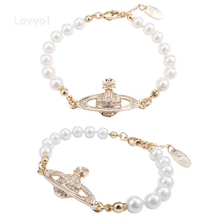 Pulsera lovvol Planeta Retro Vivienne Westwood pulsera De perlas Para mujer joyería De boda Ins Estilo pulseras De lujo Para mujeres niñas regalo De cumpleaños