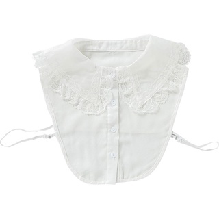 Korean Women Chiffon False Fake Collar Transparent Hollow Scalloped Lace Lapel Detachable Half Shirt Blouse Clothing Accessory
