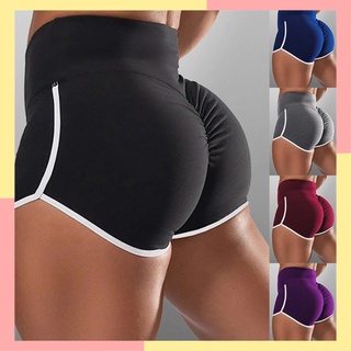 mujer pantalones cortos de entrenamiento botín yoga pantalones de cintura alta butt lifting fruncido scrunch gimnasio pantalones cortos de color sólido