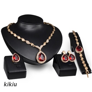 Set De anillos kiki/joyería con colgante rojo y piedras Preciosas Para novia/boda