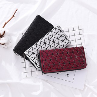 2021 New Bag Women'S Long Wallet Pu Geometric Lingge Wallet Simple Fashion Hand Bag Zero Wallet Hand Bag Long Wallet