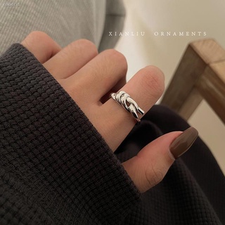✠✵❏Moda personalidad metal anudado anillo abierto diseño de nicho femenino luz lujo ins marea anillo de dedo índice anillo de viento frío