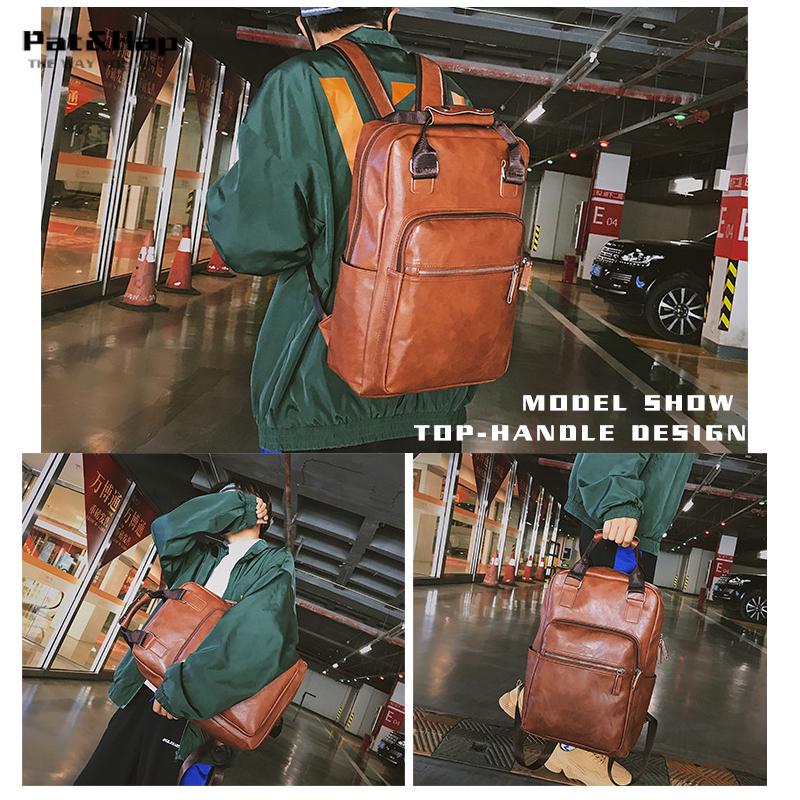 vintage diseñador de los hombres mochila impermeable de cuero de la pu bolsa de viaje hombre de gran capacidad adolescente masculino mochila de la escuela portátil