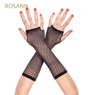 rosann 1 par de guantes de red sin dedos para muñeca, fiesta de neón, delicado gótico, niñas, largos y multicolores