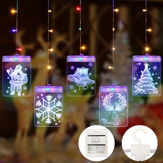 3d colgante de navidad luces led decoración interior pequeñas estrellas cortina decoración luces