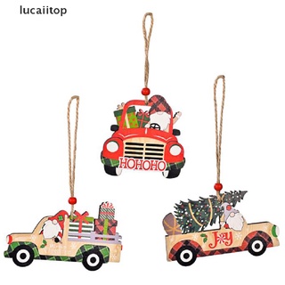 lucap coche adornos pequeño árbol de navidad colgantes de madera colgantes adornos decoración.