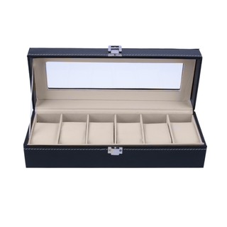 ¡Ro!6 ranuras Anti-polvo reloj de pulsera caja caja de almacenamiento de joyas organizador (1)