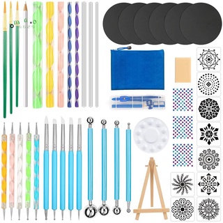 juego de 49 herramientas de dotting mandala, herramientas de dotting mandala con herramientas de dotting, bandeja de pintura, mini caballete para cerámica de arcilla
