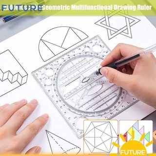 Futuro de alta calidad de dibujo rápido reglas multifuncional caleidoscopio regla de medición Patchwork accesorios de costura geométrica plantilla escolar suministros de oficina/Multicolor (1)