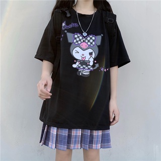 neue sommer anime kuromi camiseta sommer streetwear o-ausschnitt süßes mädchen camiseta versión coreana (3)