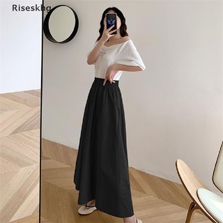 Riseskhg Women Long Skirt Muslimah Skirt Plus Size High Waist Simple Solid Color Skirt *Hot Sale (4)