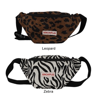 moda animal impreso pecho bolso de hombro mujeres lona cintura crossbody pack