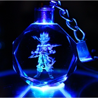 Dragon Ball Z Super Saiyan Son Goku Cristal Llavero LED Colgante Luz