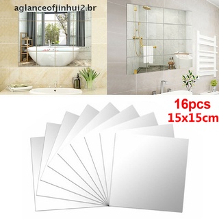 [aglanceofjinhui2.br] 16 piezas de espejo de pared para espejo de pared, película autoadhesiva, lámina adhesiva. (1)