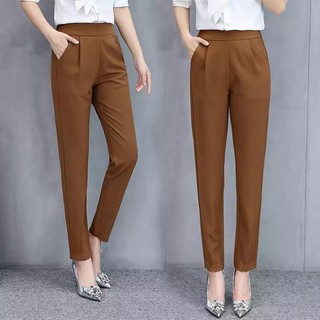 2021 Leggings de cintura alta camisa grandes yardas suelta Slim negro Casual recto mujeres pantalones (6)