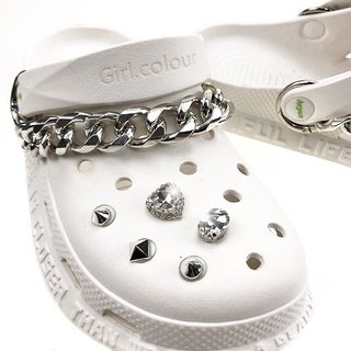 Juego de 12 piezas Jibbitz cadena de Metal gemas remache Crocs encanto para las mujeres DIY zapatos Crocs Jibbitz Charm cadena accesorios de zapatos (7)