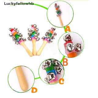 [luckyfellowhb] arco iris shaker palo de juguete educativo mango de madera actividad campana anillo arco iris [caliente]