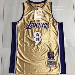 NBA masculina's#8 Kobe Bryant Los Angeles Lakers edición especial 1996-2016 Hardwood Classics 2020 edición de nombre commemorrativa camiseta-oro