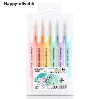[happytolivehb] juego de 6 rotuladores fluorescentes de doble cabeza/marcadores de dibujo pastel [caliente]