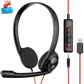 Nubwo auriculares USB con cancelación de ruido micrófono para PS5 ordenador portátil, auriculares con cable de oficina centro de llamadas auriculares para Boom