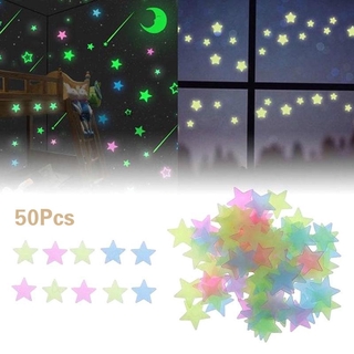 50 pzas/bolsa De 3 cm luminosa en la oscuridad calcomanías De estrellas luminosas dormitorio Sofá Pintura Fluorescente Para decoración del hogar