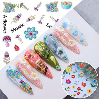 CHINK Manicure Nail Art Stickers Girls Flower Series Love Heart Nails Sliders Valentine Daisy Sunflower Nail Art 3D Decals