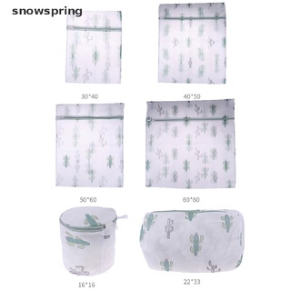 snowspring poliéster malla bolsa de lavandería ropa interior sujetador bolsa de lavado cactus impresión cl