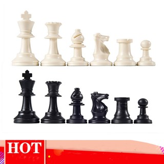 [dglg]juego de 32 piezas de ajedrez medievales de plástico negro y blanco, 65/75/95 mm