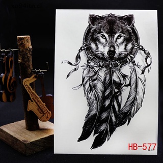 【xo94itn】 Waterproof Wolf Dreamcatcher Temporary Tattoo Large Arm Body Art Tattoos Sticker, [CL] (6)