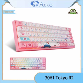 Akko3061 Tokyo R2 Gatoron rosa con cable teclado mecánico portátil lindo portátil mini