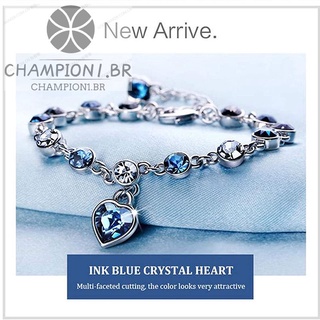 pulsera de cristal romantic blue/longitud ajustable s925 de plata de plata/pulsera de corazón de corazón con cristal azul