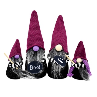 color_4pcs muñeca de halloween sin cara gnome familia con escoba decoración de vacaciones regalos (4)