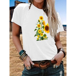 mujer mariposa girasol girasol impreso algodón t-shirt top mujer