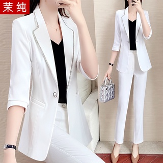 Suit Jacket Women's Spring Wear 2021new style white trim Korean style British style tailored suit formal clothes suit bu