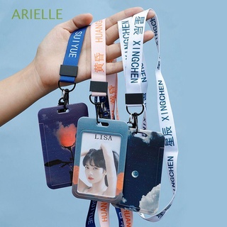 ARIELLE Student Bus Card Protection Cover Stationery with Lanyard Credit Card Holder Office Supplies Fashion Bank Card Meal Card Work Card ID Badge Card Holder