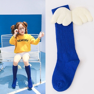 calcetines largos para niñas/bebés/en ángulo azul/medias sobre la rodilla/alas de ángel alto/regalos para bebés de 1 a 3 años elásticos