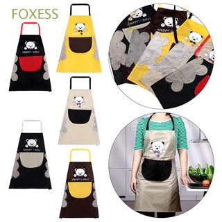 FOXESS BBQ Kitchen Apron Adjustable Pockets Erasable Hand Apron Cute Bear Waterproof Professional Chefs Baking Dirt-proof