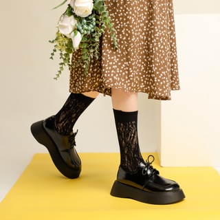 Mary Jane Zapatos De Las Mujeres Plataforma retro Cordones Dedo Del Pie Redondo Estilo Japonés De Suela Gruesa Cuero FRESHMAN (7)