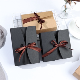 SKY 5pcs Party Supplies Square Kraft Paper Box Wedding Event Candy Storage Cardboard Package Cloth T-Shirt Scarf Pack Jewelry DIY Craft Boxes with Ribbons Multi Size Gift Wrapping/Multicolor (5)