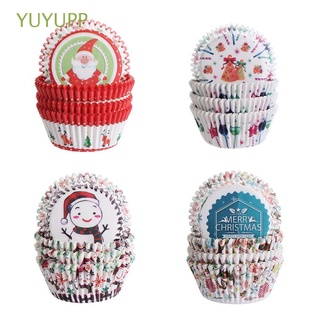 YUYUPP 100PCS Bakery Baking Cups Party Supplies Muffin Boxes Christmas Cake Cup Cake Decorating Tools Santa Claus Cupcake Kitchen Accessories Liner Wrapper Paper