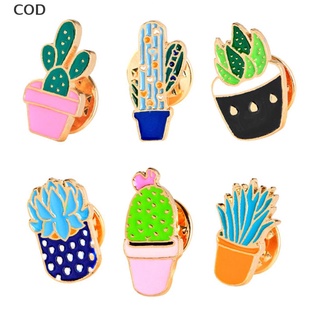 [cod] 6 piezas/juego de broches de esmalte para plantas cactus collar pin insignia de mujer joyería regalo caliente