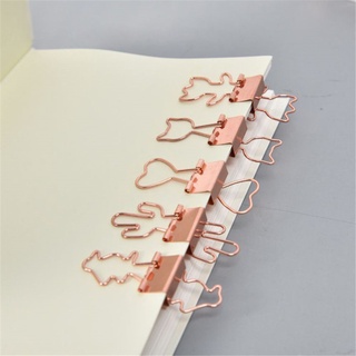 clever 30pcs nuevos clips de carpeta mini suministros de oficina clip de papel libro gato corazón cactus papelería archivo de alta calidad metal (8)