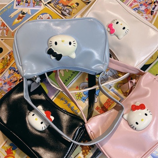 [ins Bag] Lindo Cuatro Colores Dulce Chica Corazón Bolso KT Hello Kitty Series diy Axilas Bolsa Loli Todo-Partido De Hombro