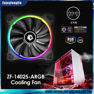(Enjoyfenglin) Zf-14025-argb PWM PC caso ventilador doble anillo direccionable RGB LED ventilador de refrigeración