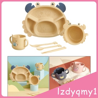 Pretty Crab Shape Bowl Set de bebé plato de comida vajilla para niños pequeños utensilios de bebé (5)