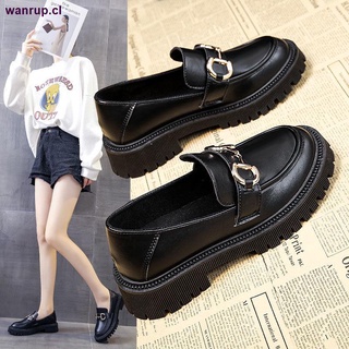 British style black small leather shoes women s 2021 spring and autumn new women s shoes hot style loafers college style platform shoes