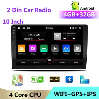 (4GB + 32GB) 10 Pulgadas 2 Din Android 10 Coche Radio WIFI GPS FM IPS Bluetooth Reproductor Multimedia