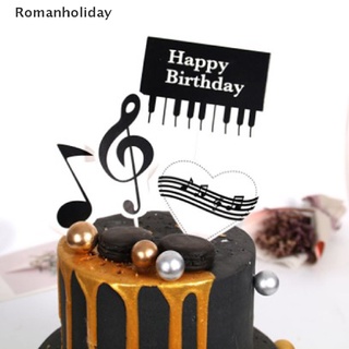 【Romanholiday】 1set Piano Music Theme Cake Topper Happy Birthday Cupcake Topper Party Supplies CL