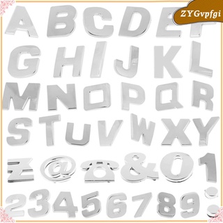 200 x 3d coche alfabeto letras de plástico pegatina plata cromo emblema pegatinas